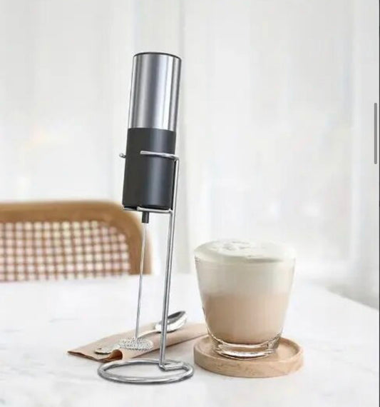 Electric Frother with Stand (Chrome & Black)